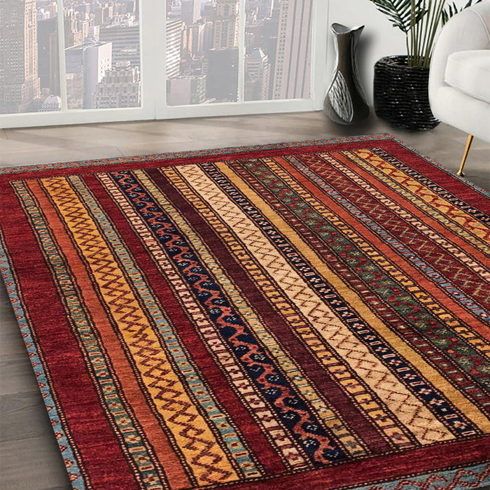 Machine Washable Abstract Dark Red Rug in a Family Room, wshabs3566