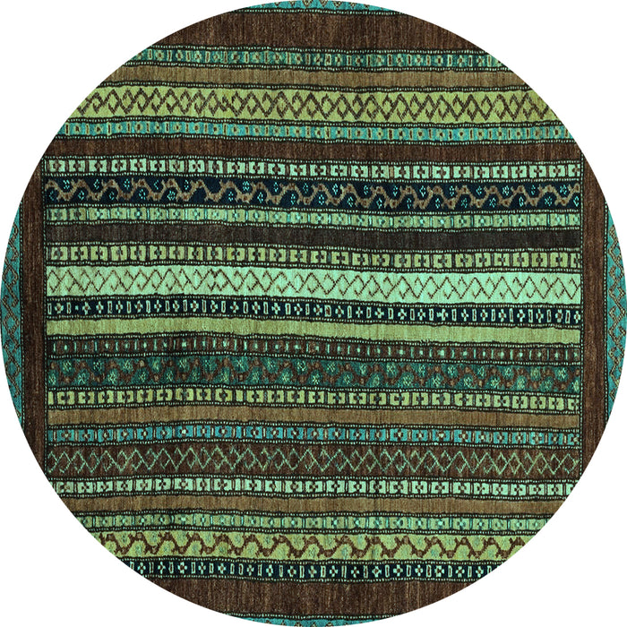 Round Abstract Turquoise Modern Rug, abs3566turq