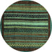 Round Abstract Turquoise Modern Rug, abs3566turq