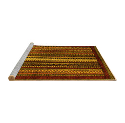Sideview of Machine Washable Abstract Yellow Modern Rug, wshabs3566yw