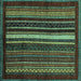 Square Abstract Turquoise Modern Rug, abs3566turq