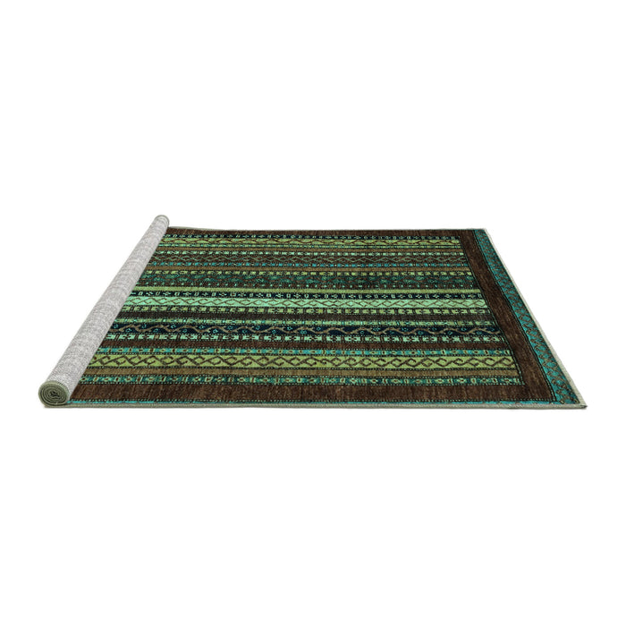 Sideview of Machine Washable Abstract Turquoise Modern Area Rugs, wshabs3566turq
