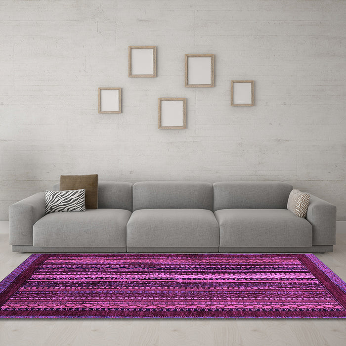 Machine Washable Abstract Purple Modern Area Rugs in a Living Room, wshabs3566pur