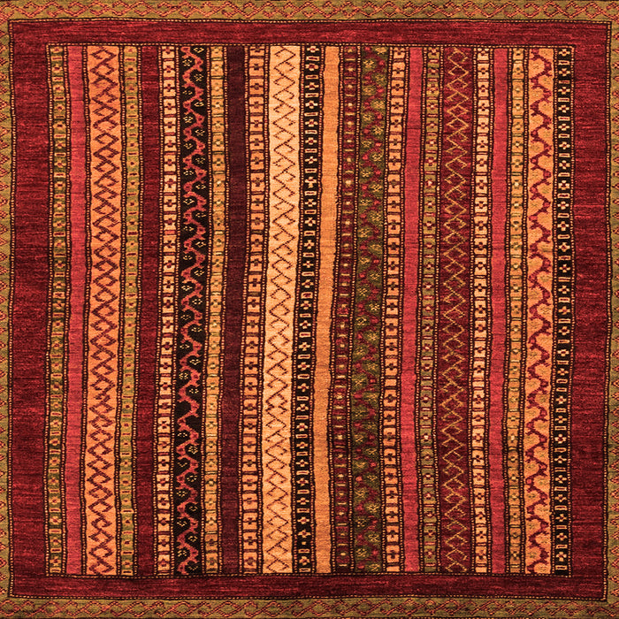 Square Machine Washable Abstract Orange Modern Area Rugs, wshabs3566org