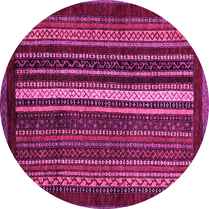 Round Machine Washable Abstract Pink Modern Rug, wshabs3566pnk
