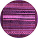 Round Machine Washable Abstract Purple Modern Area Rugs, wshabs3566pur