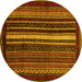 Round Abstract Yellow Modern Rug, abs3566yw