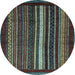 Round Abstract Light Blue Modern Rug, abs3566lblu