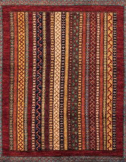 Abstract Dark Red Modern Rug, abs3566