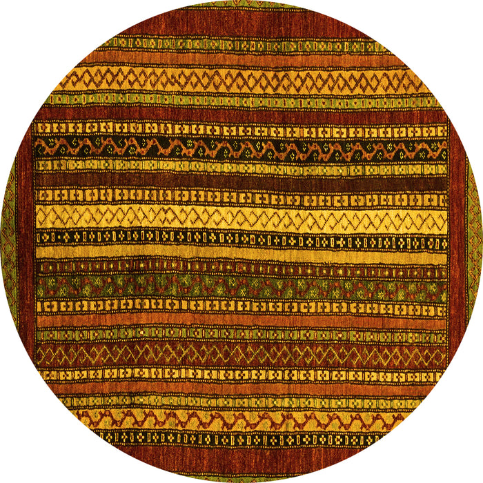 Round Machine Washable Abstract Yellow Modern Rug, wshabs3566yw