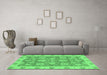 Machine Washable Abstract Emerald Green Modern Area Rugs in a Living Room,, wshabs3567emgrn