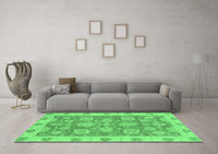 Machine Washable Abstract Emerald Green Modern Rug, wshabs3567emgrn