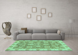 Machine Washable Abstract Turquoise Modern Area Rugs in a Living Room,, wshabs3567turq