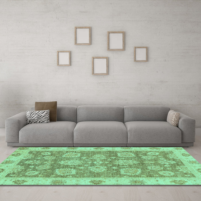 Machine Washable Abstract Turquoise Modern Area Rugs in a Living Room,, wshabs3567turq