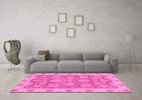 Machine Washable Abstract Pink Modern Rug, wshabs3567pnk