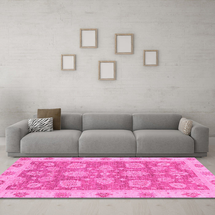 Machine Washable Abstract Pink Modern Rug in a Living Room, wshabs3567pnk