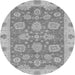 Round Machine Washable Abstract Gray Modern Rug, wshabs3567gry