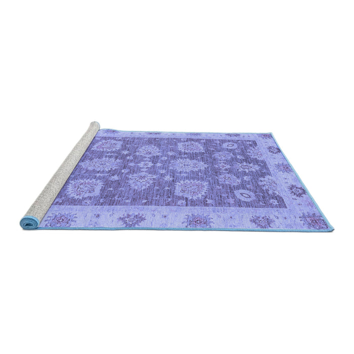 Sideview of Machine Washable Abstract Blue Modern Rug, wshabs3567blu