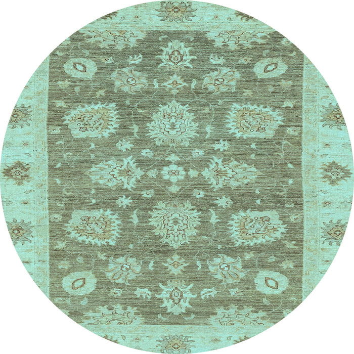 Round Abstract Light Blue Modern Rug, abs3567lblu