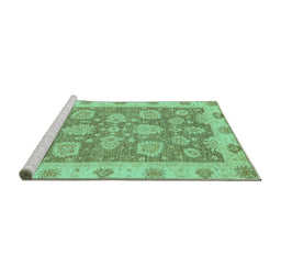 Sideview of Machine Washable Abstract Turquoise Modern Area Rugs, wshabs3567turq