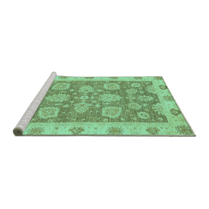 Sideview of Machine Washable Abstract Turquoise Modern Area Rugs, wshabs3567turq