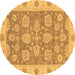 Round Abstract Brown Modern Rug, abs3567brn