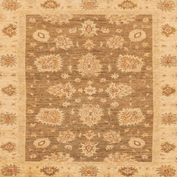 Square Machine Washable Abstract Orange Rug, wshabs3567