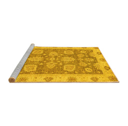 Sideview of Machine Washable Abstract Yellow Modern Rug, wshabs3567yw