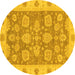 Round Abstract Yellow Modern Rug, abs3567yw