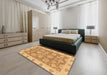 Abstract Orange Modern Rug in a Bedroom, abs3567