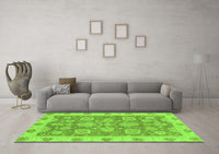 Machine Washable Abstract Green Modern Rug, wshabs3567grn