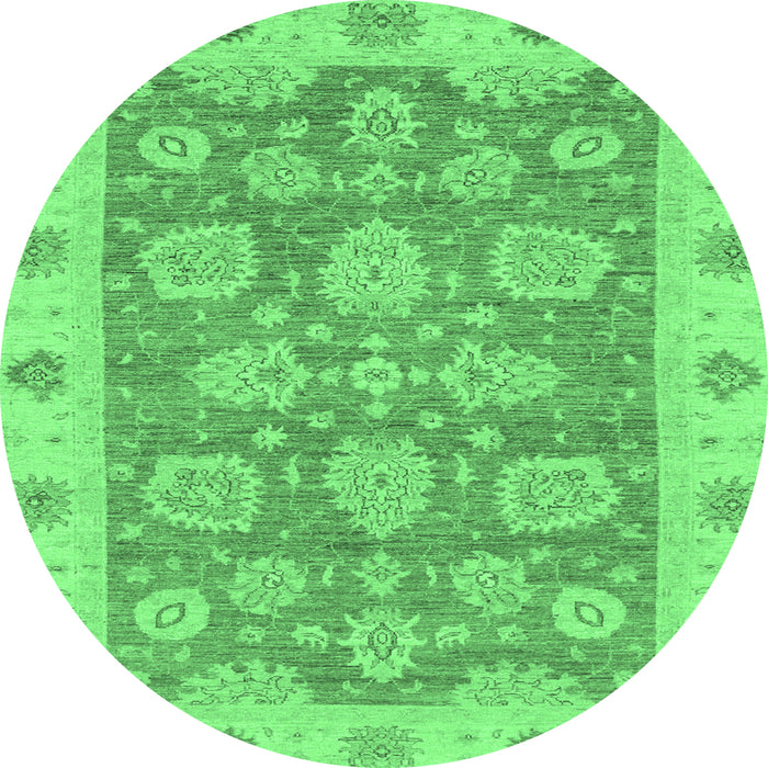 Round Machine Washable Abstract Emerald Green Modern Area Rugs, wshabs3567emgrn