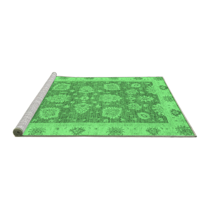 Sideview of Machine Washable Abstract Emerald Green Modern Area Rugs, wshabs3567emgrn