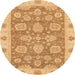 Round Machine Washable Abstract Orange Rug, wshabs3567