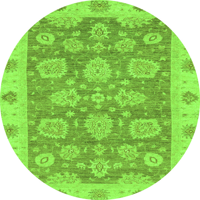 Round Machine Washable Abstract Green Modern Area Rugs, wshabs3567grn