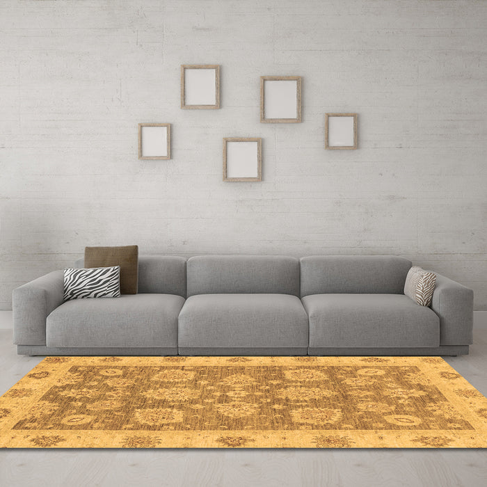 Machine Washable Abstract Brown Modern Rug in a Living Room,, wshabs3567brn
