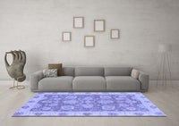 Machine Washable Abstract Blue Modern Rug, wshabs3567blu