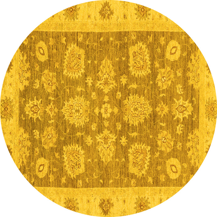 Round Machine Washable Abstract Yellow Modern Rug, wshabs3567yw