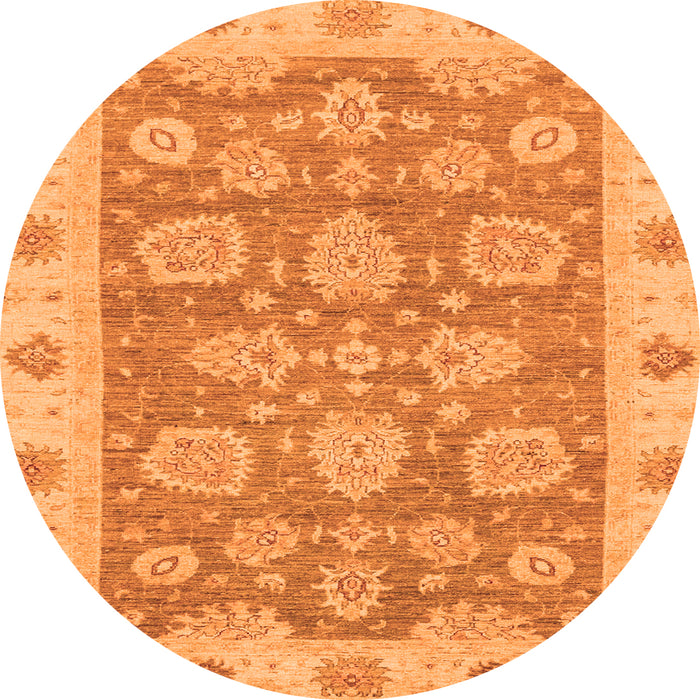 Round Machine Washable Abstract Orange Modern Area Rugs, wshabs3567org