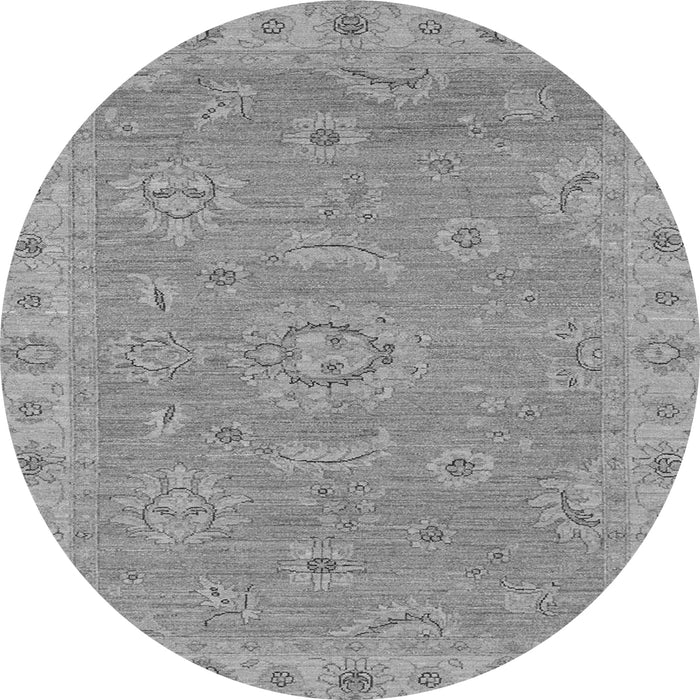 Round Machine Washable Oriental Gray Traditional Rug, wshabs3568gry