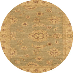 Round Abstract Orange Oriental Rug, abs3568