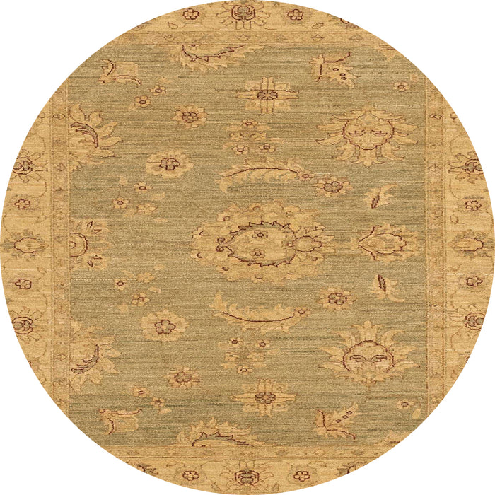 Round Abstract Orange Oriental Rug, abs3568