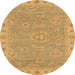 Round Abstract Orange Oriental Rug, abs3568