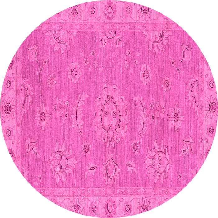 Round Oriental Pink Traditional Rug, abs3568pnk