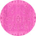 Round Oriental Pink Traditional Rug, abs3568pnk