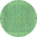 Round Oriental Turquoise Traditional Rug, abs3568turq