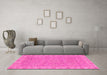 Machine Washable Oriental Pink Traditional Rug in a Living Room, wshabs3568pnk