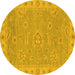 Round Oriental Yellow Traditional Rug, abs3568yw