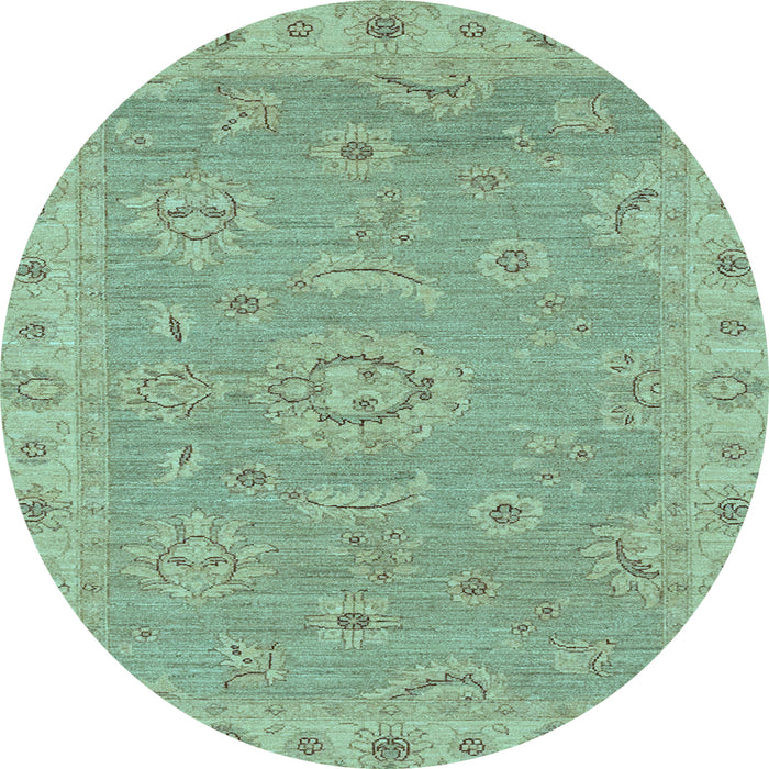 Round Oriental Light Blue Traditional Rug, abs3568lblu
