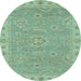 Round Oriental Light Blue Traditional Rug, abs3568lblu